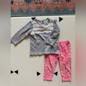 Jessica Simpson|Baby girl,toddler fall outfit,Gray sweatshirt & floral leggings•
